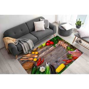 Tapis alimentaire imprimé en 3D : Décoration de cuisine moderne, tapis antidérapant, avec tapis moelleux - Product Image 3