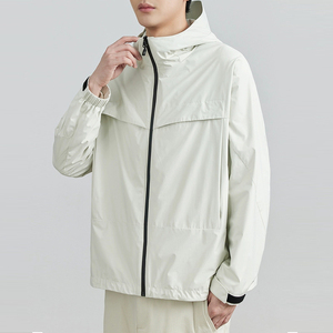 Veste zippée coupe-vent légère à col montant en toile 100% coton pour hommes, personnalisée pour le sport et la salle de sport - Product Image 1