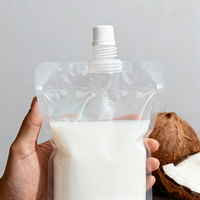 Boisson au coco en sachet avec bec verseur en gros, 250 ml, 500 ml, 1 L, étanche, écologique, emballage flexible, impression en gravure, personnalisable