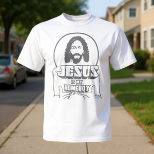 T-Shirt Vintage con Volto di Gesù, Tema Fede Cristiana, Prodotto Promozionale - Product Image 3