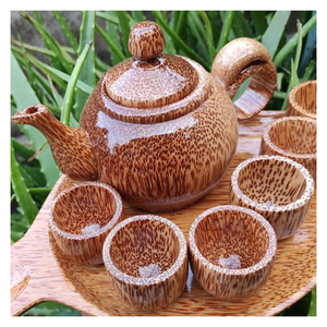 Coconut Wooden <b>Tea</b> <b>Set</b> with Elegant Shape and Smooth Edges, Unique Coconut Wooden <b>Tea</b> <b>Set</b> to Enhance Your <b>Tea</b> Ritual - Product Image 4