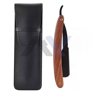 Navajas de Afeitar Profesionales para Hombre con Mango de Madera Rojo, la Mejor Cuchilla de Repuesto para Barberos - Product Image 1