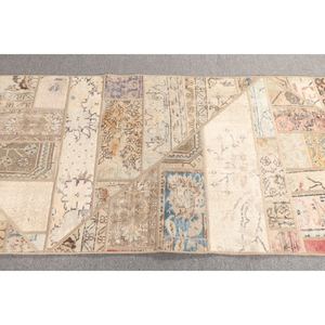 Tapis vintage, petit tapis turc de 2,8 x 8,5 pieds, tapis beige à motifs floraux arc-en-ciel - Product Image 3