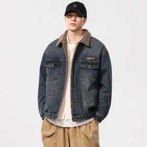 <b>Men's</b> Autumn Winter Thicken Denim Jacket <b>Men</b> Faux Fur Liner Fashion Loose Casual Plus Size Denim Jackets <b>Jeans</b> Coat Outerwear - Product Image 1