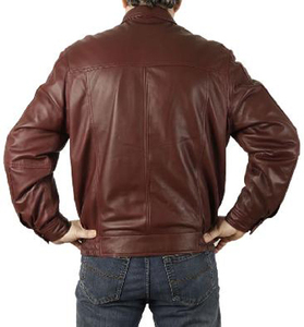 Customize Design High Demanded Stand Colar VIntage Style Genuine <b>Leather</b> Windproof Breathable <b>Long</b> Sleeve <b>Leather</b> <b>Jacket</b> For Men - Product Image 2