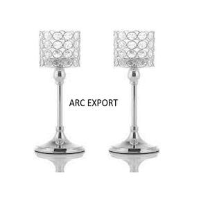 Metal Candelabra White Color Powder Coated Standard With Hanging Crystal Ware Decoration Fancy New Stylish Modern Designer - Product Image 5