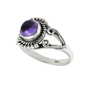 Natural Purple Amethyst Gemstone 925 Sterling <b>Silver</b> Round Shape <b>Chunky</b> <b>Ring</b> for Women & Girls Birthstone Jewelry Bulk Exporter - Product Image 1