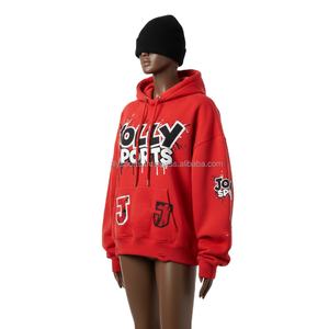 High Quality Women <b>Hoodie</b> 320 GSM Cotton Polyester Fleece Fabric <b>Red</b> Color CustomLogo Embroidery Printing women's basics <b>Hoodies</b> - Product Image 4