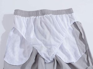 Mens Double-<b>Layer</b> Sporty Athletic Sports Shorts with Elastic Waist Zip Pockets Pattern Breathable & Quick Dry - Product Image 2