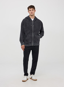 Nouveau Style fermeture éclair vers le haut hommes plaine lavage à l'acide sweats à capuche vêtements pour hommes hiver sweat à capuche thermique OEM hommes lavage à l'acide à capuche - Product Image 6