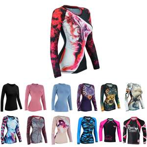 Womens Rashguard Youth BJJ MMA Long Sleeve Compression <b>Shirt</b> Grappling No-Gi Training Fightwear Rash Guard - Product Image 1