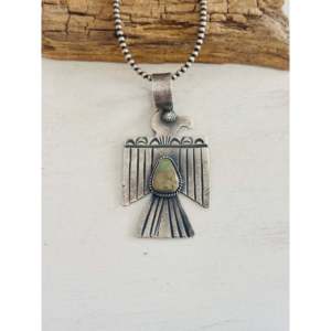 Pendentif Thunderbird en turquoise et argent sterling Kindale Billah Royston avec technologie d'incrustation à sertissage clos - Product Image 1