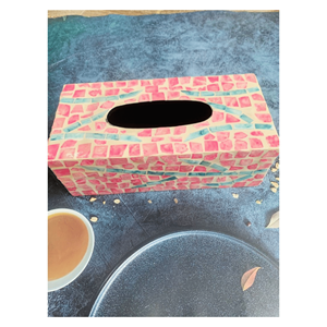 Boîte à mouchoirs en bois nacre, porte-mouchoirs artisanal en bois avec mosaïque de coquillages pour la décoration de table, fabriqué au Vietnam - Product Image 3