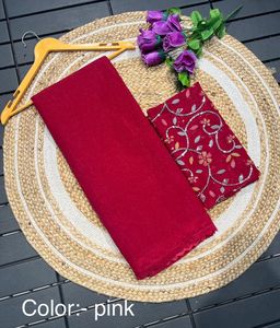 Nuevo Sari de seda de gasa pura de lanzamiento con bordado pesado y ropa de fiesta de trabajo de lentejuelas - Product Image 6