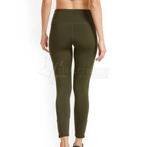 Leggings de yoga pour femmes de haute qualité à faible MOQ, avec taille élastique, taille mi-haute, motif uni, vêtements de fitness écologiques - Product Image 2