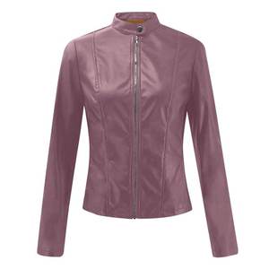 แจ็กเก็ตสั้นหนังเทียมมีซิปรูดสำหรับผู้หญิงเสื้อแจ็กเก็ตน้ำหนักเบา2025 - Product Image 5