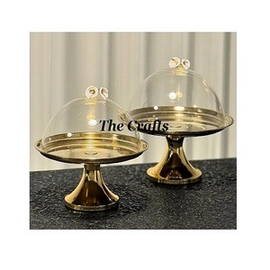 Wooden And Metal <b>Cake</b> Serving <b>Stand</b> With Glass <b>Cover</b> Customized Size And Shape Chocolate And Snacks <b>Stand</b> - Product Image 3