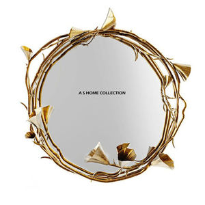 Miroir mural élégant et haut de gamme, design feuillage doré, pour la décoration de la maison, vaisselle, bureau, à bon prix - Product Image 3