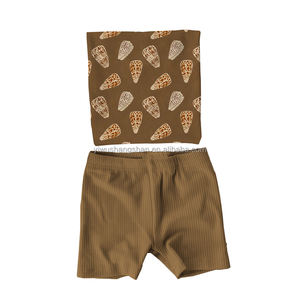 Nouveauté Ensemble deux pièces pour enfants et bébés été Imprimé hawaïen Top tube Shorts unis Tenues élégantes et mignonnes pour filles de 0 à 16 <span class=keywords><strong>ans</strong></span> - Product Image 4