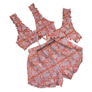 Ensemble de lingerie sexy pour femme, soutien-gorge et shorty, lingerie sexy à trois pièces, imprimé à la main, 100% coton pur, imprimé à la main - Product Image 1