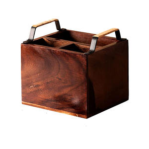 Caddy à outils en bois antique ferme rustique en bois antique avec poignée homme pratique conteneur de stockage pour hommes - Product Image 6