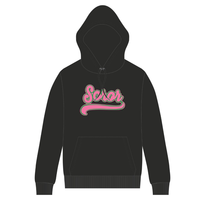 Sweat à capuche noir Soror pour femme, style universitaire grec, rose et vert, vêtement décontracté en polaire pour l'hiver