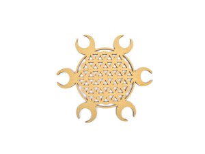 Posavasos redondo de madera MDF grabado con láser de 4 pulgadas con juegos de posavasos grabados de madera simbólica Triskell para comer Geometría Sagrada - Product Image 6