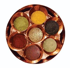 Elegant Pure Copper <b>Spice</b> Jar <b>Set</b> Stand Six Piece Dishwasher Oven Safe High Quality Storage for Haldi Jeera Elaichi Great Deals - Product Image 5