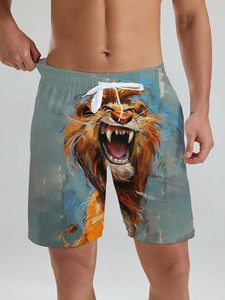 Fun Summer Hawaiian Swim Trunks Men's Shorts Funny <b>Animal</b> Ducks Sheep Pattern 3D Printed Beach Shorts for Vacation Men's Clothes - Product Image 5