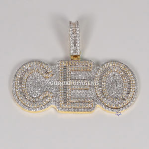 จี้เพชร14kt สีเหลืองทองที่เป็นเอกลักษณ์ดึงดูดความสนใจสไตล์ฮิปฮอปเพิ่มความชัดเจนให้กับของขวัญที่สมบูรณ์แบบ - Product Image 1