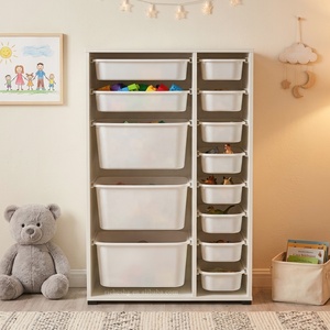 Meuble de rangement en plastique blanc à 13 compartiments <span class=keywords><strong>pour</strong></span> chambre d'enfant, unité de rangement en bois <span class=keywords><strong>pour</strong></span> jouets d'enfants - Product Image 2