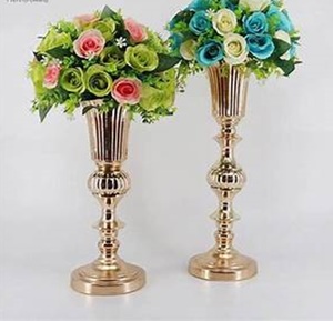 Florero dorado de lujo para sala de estar, decoración de mesa, jarrón de Metal, florero de Metal para sala de estar - Product Image 1