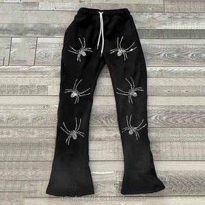 Pantalones de chándal acampanados de color de bloque de calle alta para hombre de alta calidad Pantalones de chándal con estampado DTG personalizados de cintura media con cordón para hombre - Product Image 2