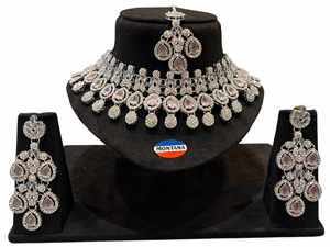 Ensemble de collier ras du cou classique boucles d'oreilles assorties de diamants pour femmes pour mariages fiançailles ensembles de bijoux de mode traditionnels - Product Image 5