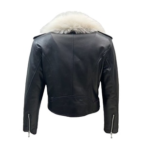 Veste en cuir d'agneau véritable de haute qualité en gros OEM, chaude pour l'hiver, avec col en fourrure de mouton de Toscane pour femmes - Product Image 2