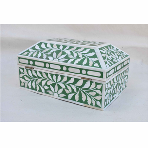 Boîte de rangement indienne de luxe faite à la main en incrustation d'os pour bijoux pour l'emballage cadeau du Ramadan Eid - Product Image 1