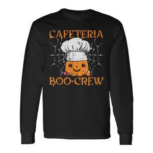 <b>Halloween</b> Boo-Crew Long Sleeve <b>T</b>-<b>Shirt</b> for School Cafeteria <b>Ladies</b> Promotional Product - Product Image 1
