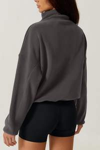 Venta al por mayor deportes mujeres cremallera logotipo personalizado pulóver en blanco 100% algodón media cremallera sudaderas para mujeres - Product Image 3