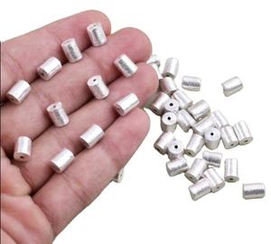Brushed Silver Plated Drum Shape Bead - Product Image 4