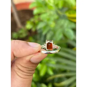925 Silver Natural Fire <b>Opal</b> <b>Ring</b> Vintage Gemstone Fine Jewelry Dainty Cut White and Yellow <b>Gold</b> Inlay Engagement Occasion - Product Image 4