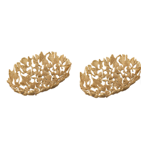 Pays rond plats et assiettes en aluminium métal forme ronde plaqué or bol feuille Design fantaisie moderne maison bol décoratif - Product Image 5