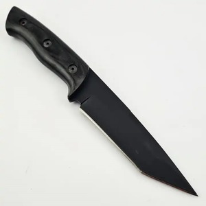 Factory Ready Stock Custom Handmade 1095 Damascus Steel Micarta Handle HTTC STORE Hunting Fixed Blade Knife Black Powder Coated - Product Image 1