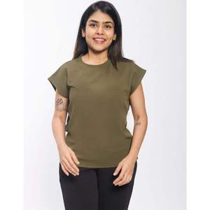 Tissu gaufré à la mode femmes haut doux au toucher manches col rond Silhouette détendue pour l'été bureau et Style de rue - Product Image 5