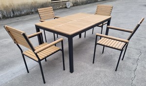 Juego de muebles de jardín de comedor de Acacia de 6 plazas de estilo caliente 100% poliéster con acero galvanizado en polvo para apartamento y Villa - Product Image 3