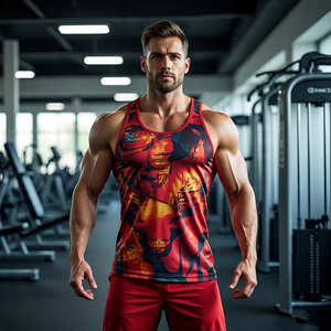 Entrenamiento Fitness sin mangas impreso camiseta Top hombres alta calidad gimnasio ejercicio sublimación camiseta sin mangas hombres - Product Image 4