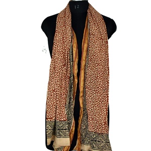 Handmade Indian Beach Cover <b>Sarong</b> Woman's <b>Brown</b> Pareo Scarf Geometric Pattern Block Printed Skin-Friendly Long 100% Plain - Product Image 1