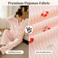 Tela de Pijama 100% Poliéster, Coral Fleece Acanalado, Antibacteriano, Suave, para Ropa de Dormir Femenina