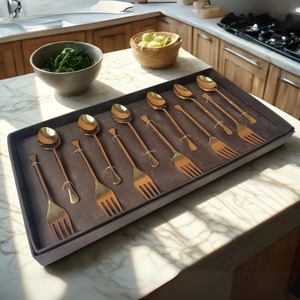 Ensemble de couverts en métal nouveau design avec poignée en feuille de laiton, parfait pour l'événement, la maison, l'hôtel, la table à manger, l'utilisation décorative - Product Image 4