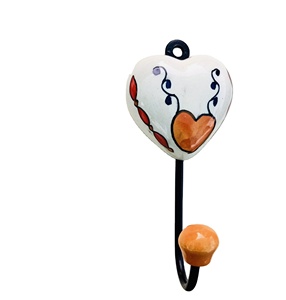 Handcrafted Beads Art CIH 160 Ceramic Heart Tile Wall <b>Coat</b> <b>Hooks</b> Multifunctional Stylish Home <b>Decor</b> & Organization - Product Image 2