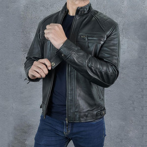 Veste en cuir pour homme de style nouveau, utilisation en extérieur, veste en cuir de qualité supérieure, veste en cuir de couleur unie - Product Image 5
